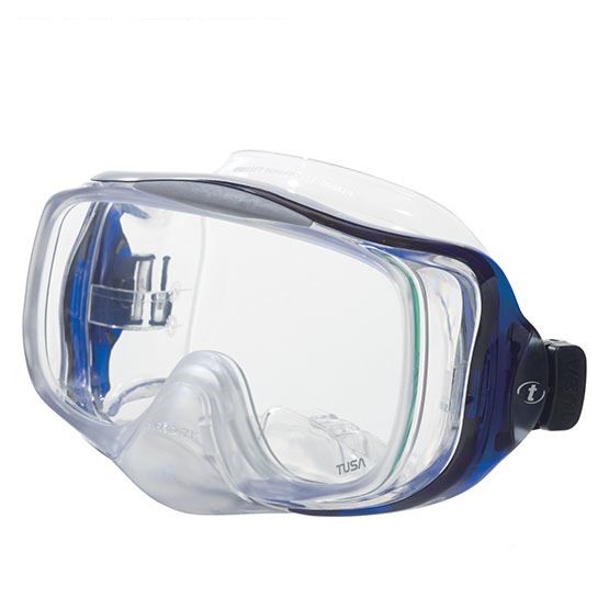 Ventil-Tauchermaske, Schnorchelbrille TUSA M-32 Hyperdry 3-D-Panorama-Seitenscheiben Cobalt Blue Ventil-Tauchermaske, Schnorchelbrille TUSA M-32 Hyperdry 3-D-Panorama-Seitenscheiben dunkelblau
