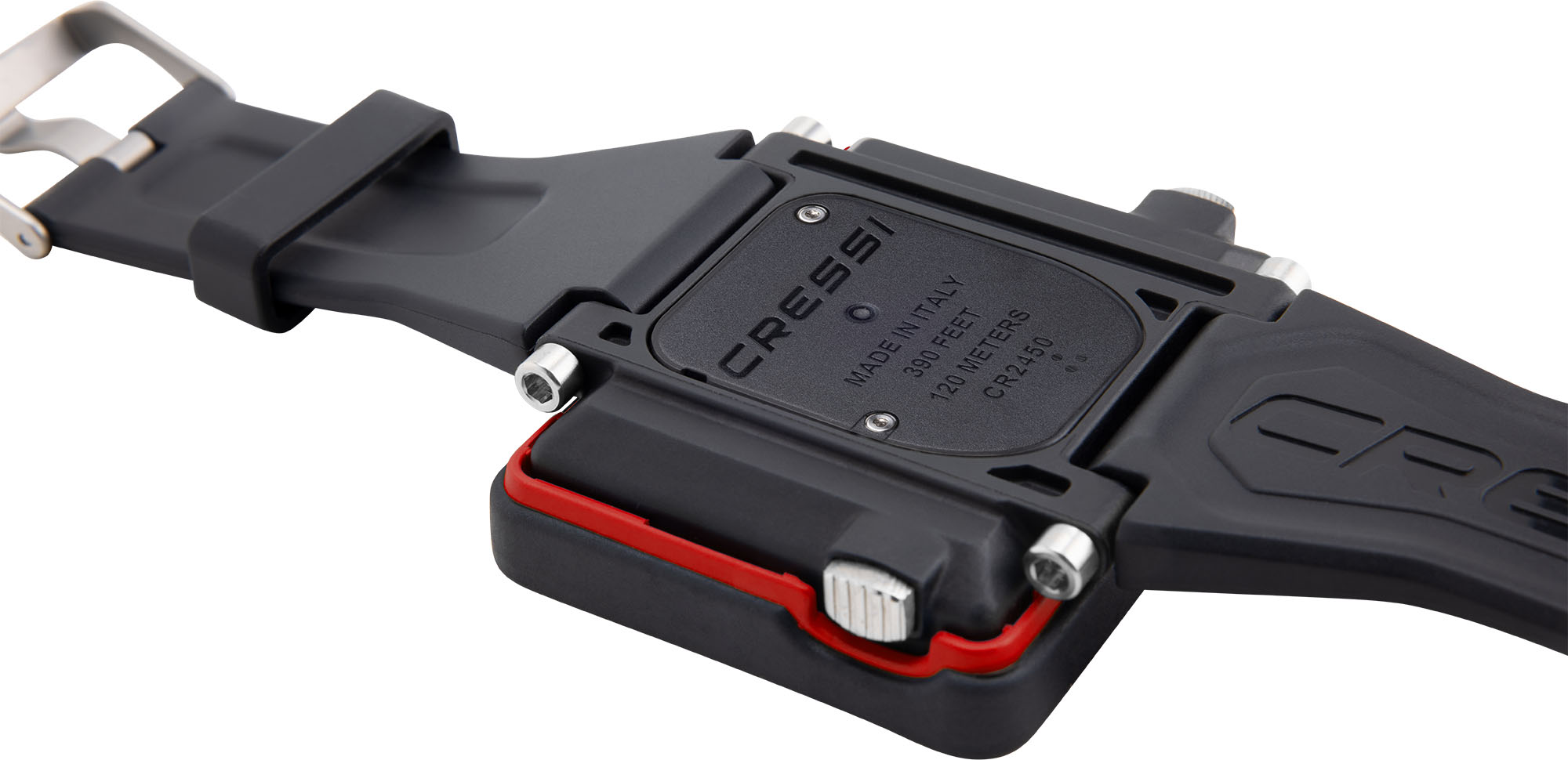 Cressi Tauchcomputer großes Display Raffaello Rot Aufgeklappt unten