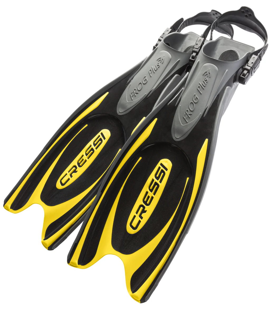 Geräteflosse Tauchflosse Fersenbandflosse universal Cressi Frog Plus Gelb Übersicht
