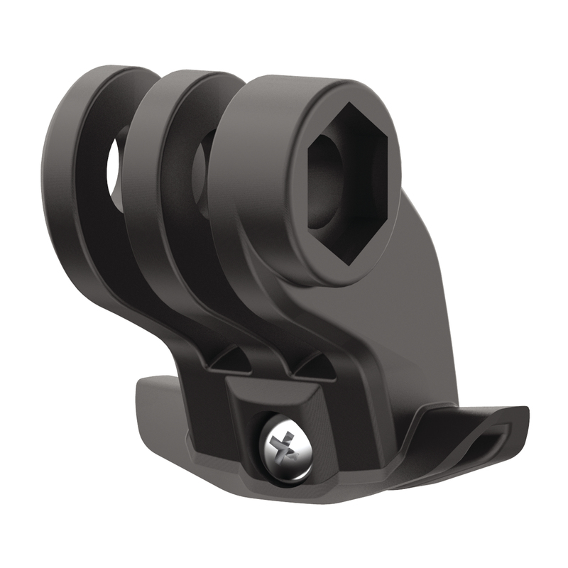 Der schwarze Seac Action-Cam-Adapter zur stabilen Montage von GoPro und Action-Kameras auf den Tauchmasken Symbol und Appeal.