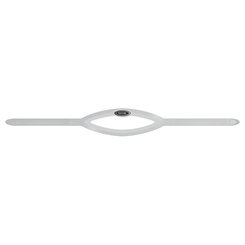 Das originale Seac transparente Silikon-Maskenband aus reißfestem Liquid-Silikon mit geteilter Hinterkopf-Zone.