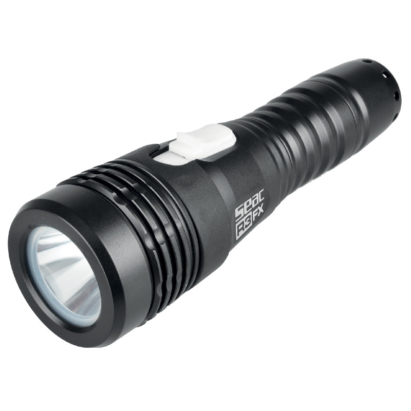 Schwarze Seac R3 FX Apnoe-Tauchlampe mit weißem Schalter