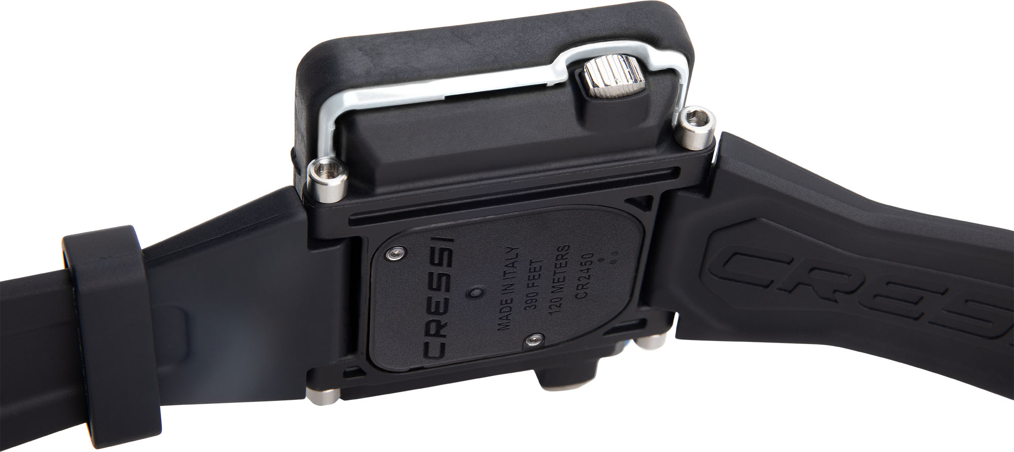 Cressi Tauchcomputer großes Display Raffaello Weiß  Aufgeklappt Seite