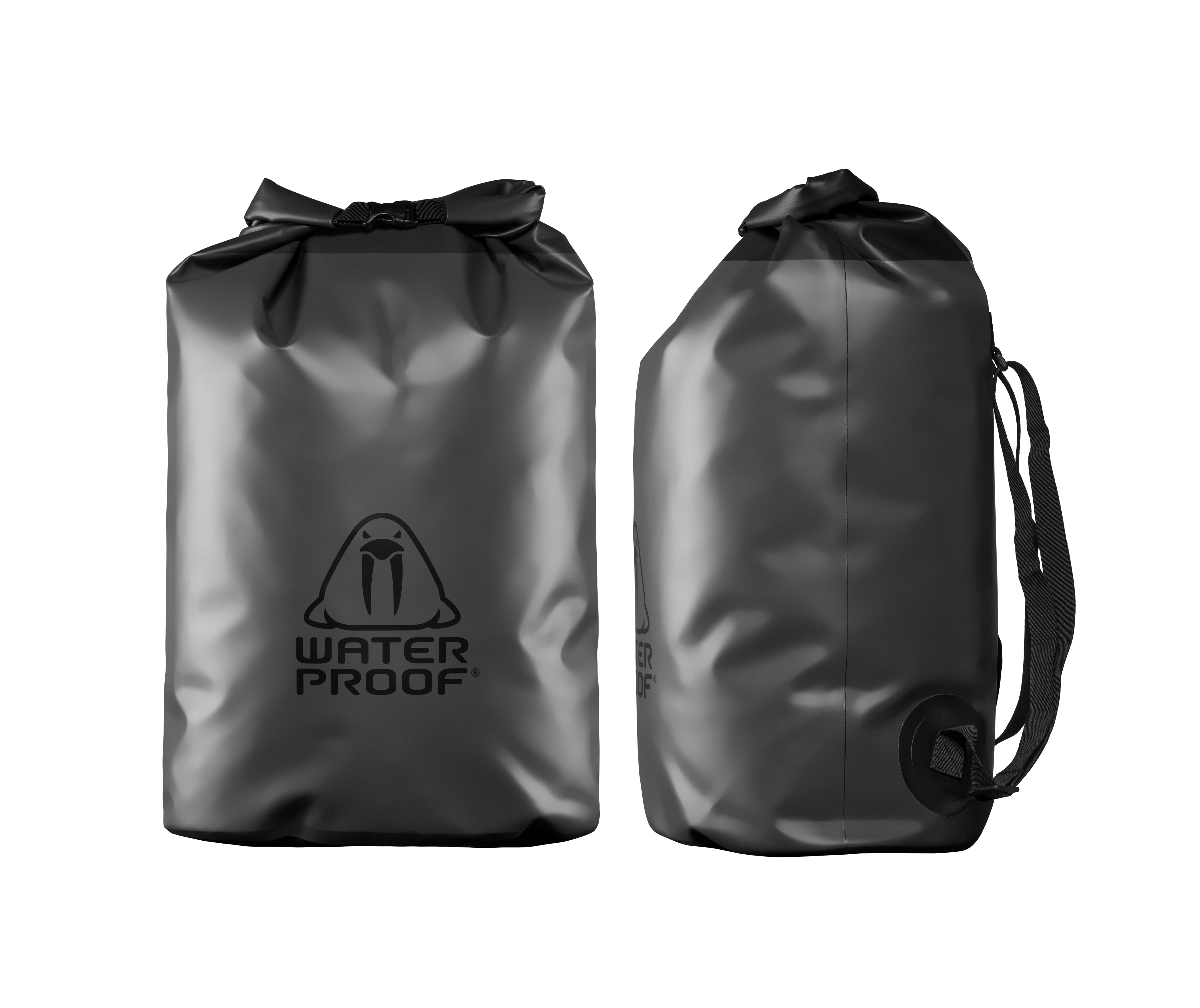 Schwarzer Waterproof WP Dry Bag aus flexiblem TPU-Material mit 65 Litern Volumen für Tauchausrüstung
