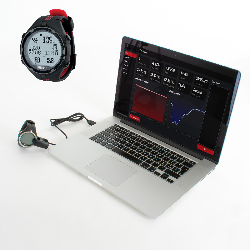 Seac Action HR Tauchcomputer in Schwarz/Rot, Produktansicht 5