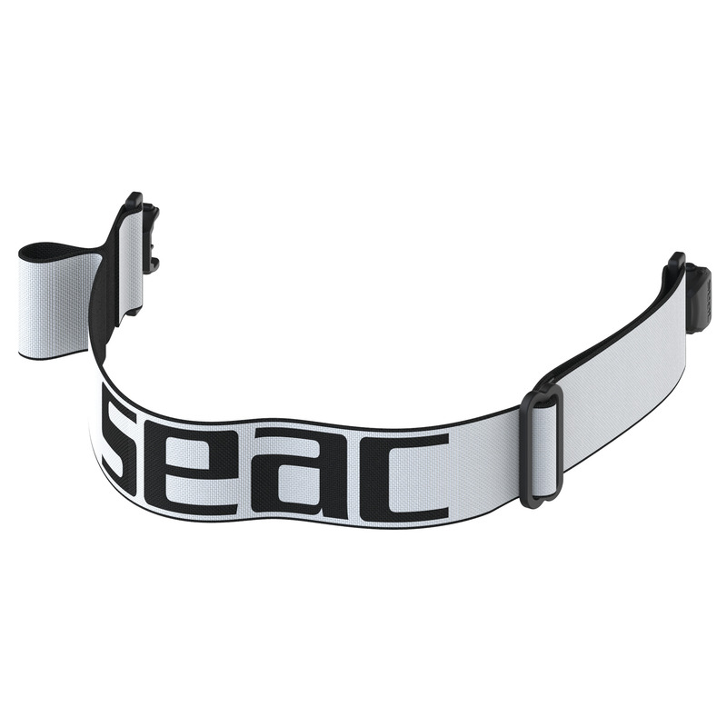 Das elastische Seac schwarze Gewebeband mit Schnallen für die Tauchmasken Icona, Ajna, Appeal, Symbol, Raptor und Eagle.