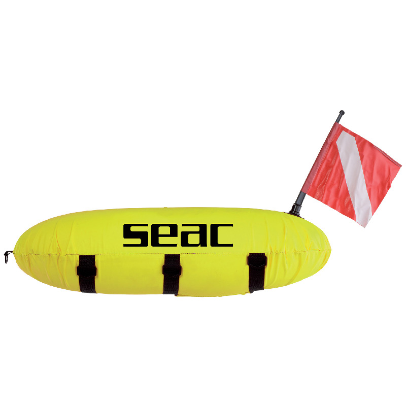 Gelbe Seac Master Torpedo Signalboje mit Taucherflagge