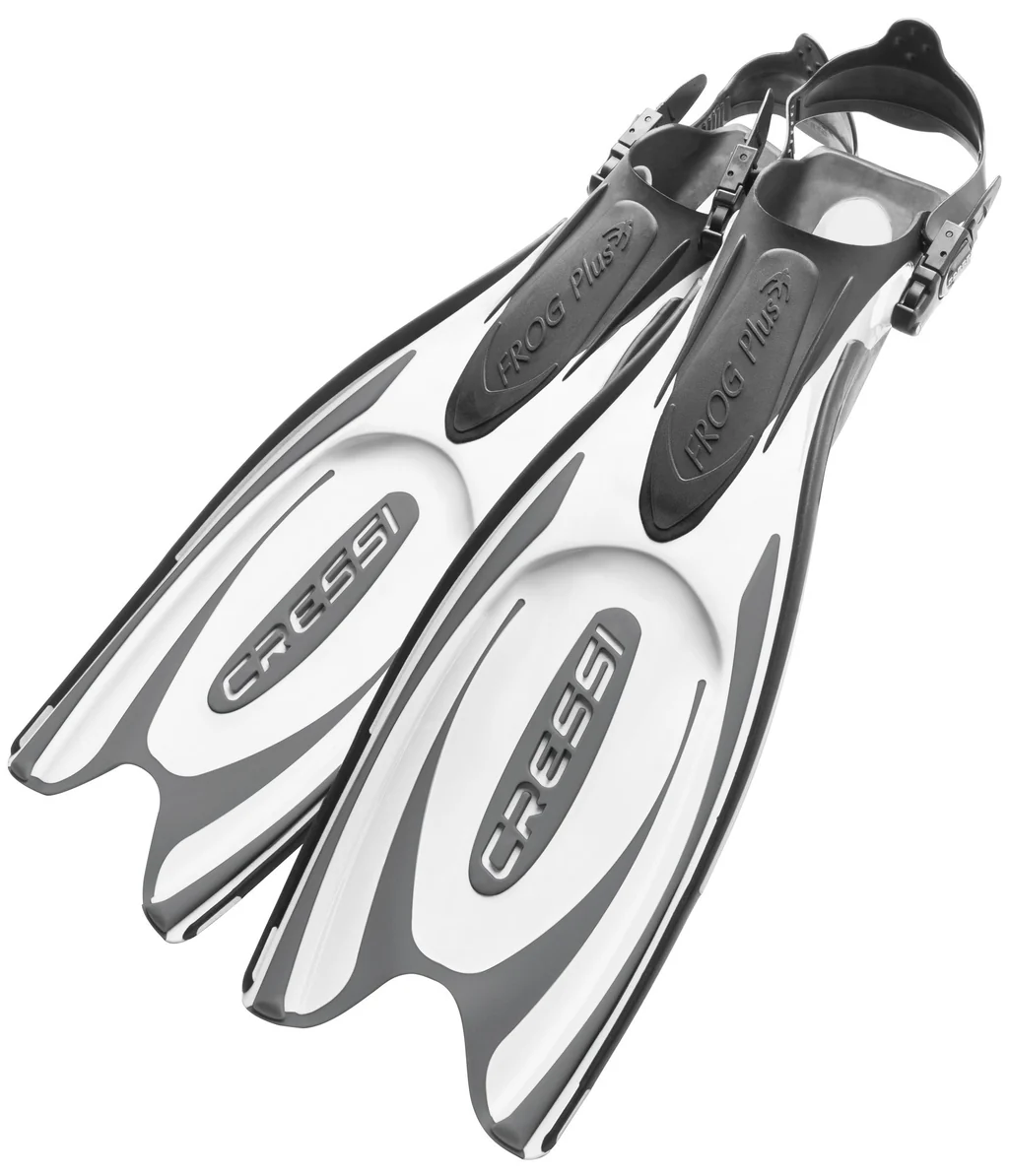 Geräteflosse Tauchflosse Fersenbandflosse universal Cressi Frog Plus Weiß Übersicht