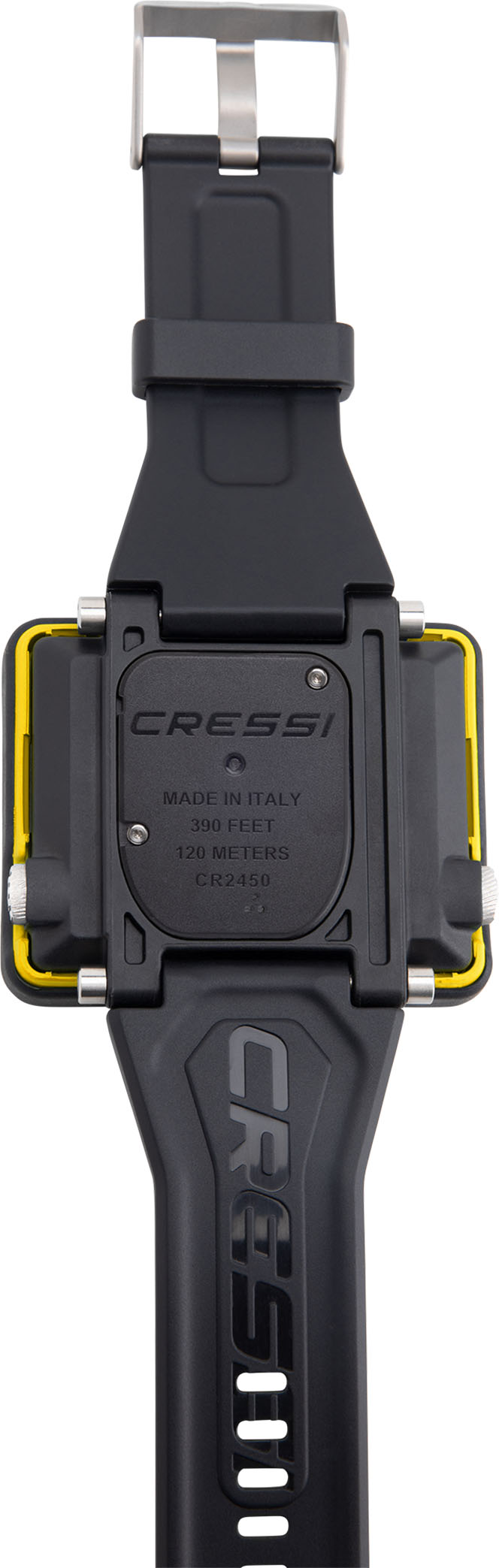 Cressi Tauchcomputer großes Display Raffaello Gelb  Übersicht Aufgeklappt