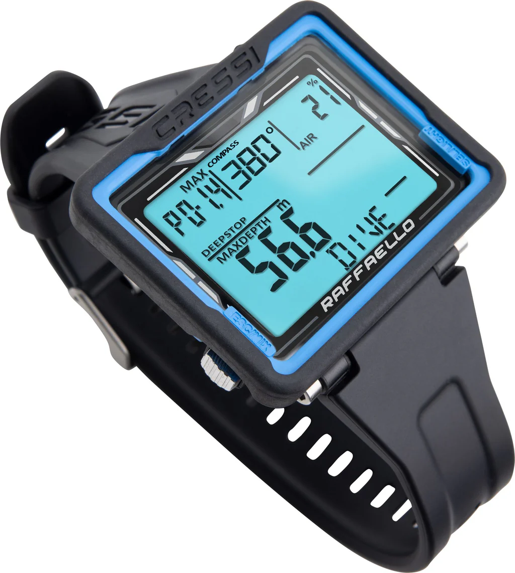 Cressi Tauchcomputer großes Display Raffaello Blau Front