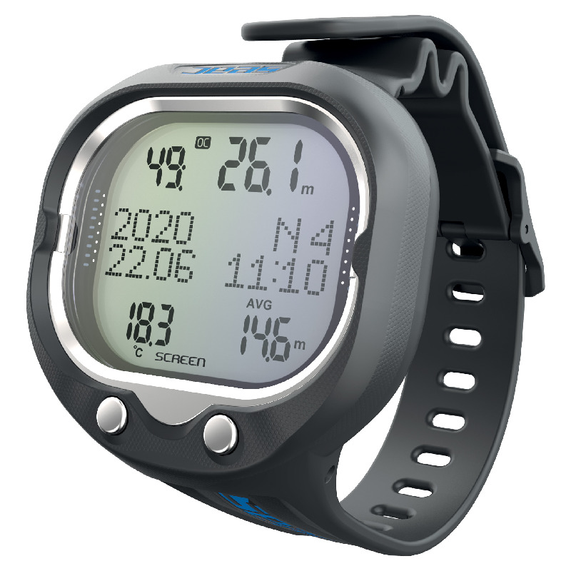 Seac Screen Tauchcomputer in Schwarz/Blau mit großem Display und Armband