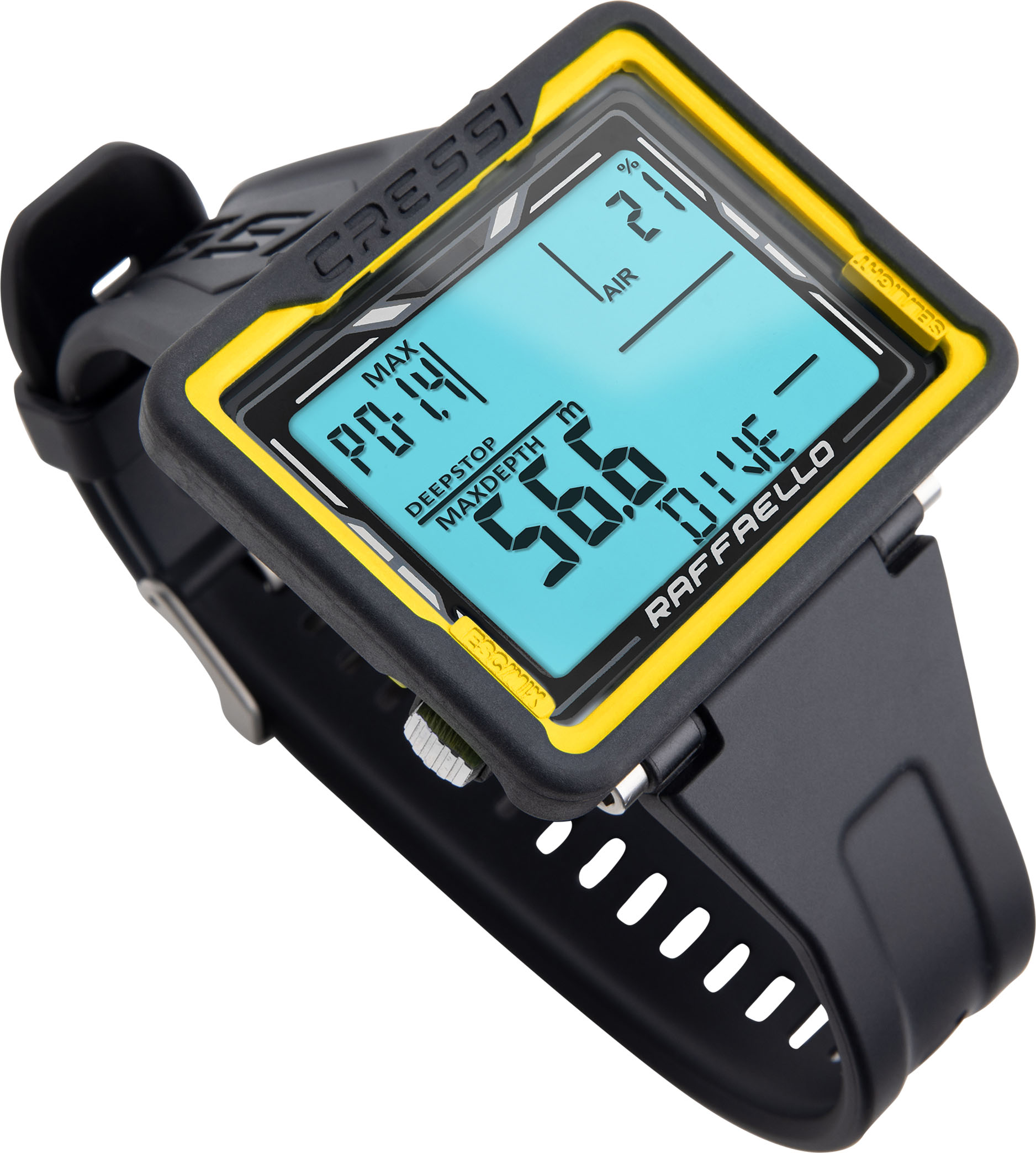 Cressi Tauchcomputer großes Display Raffaello Gelb Übersicht