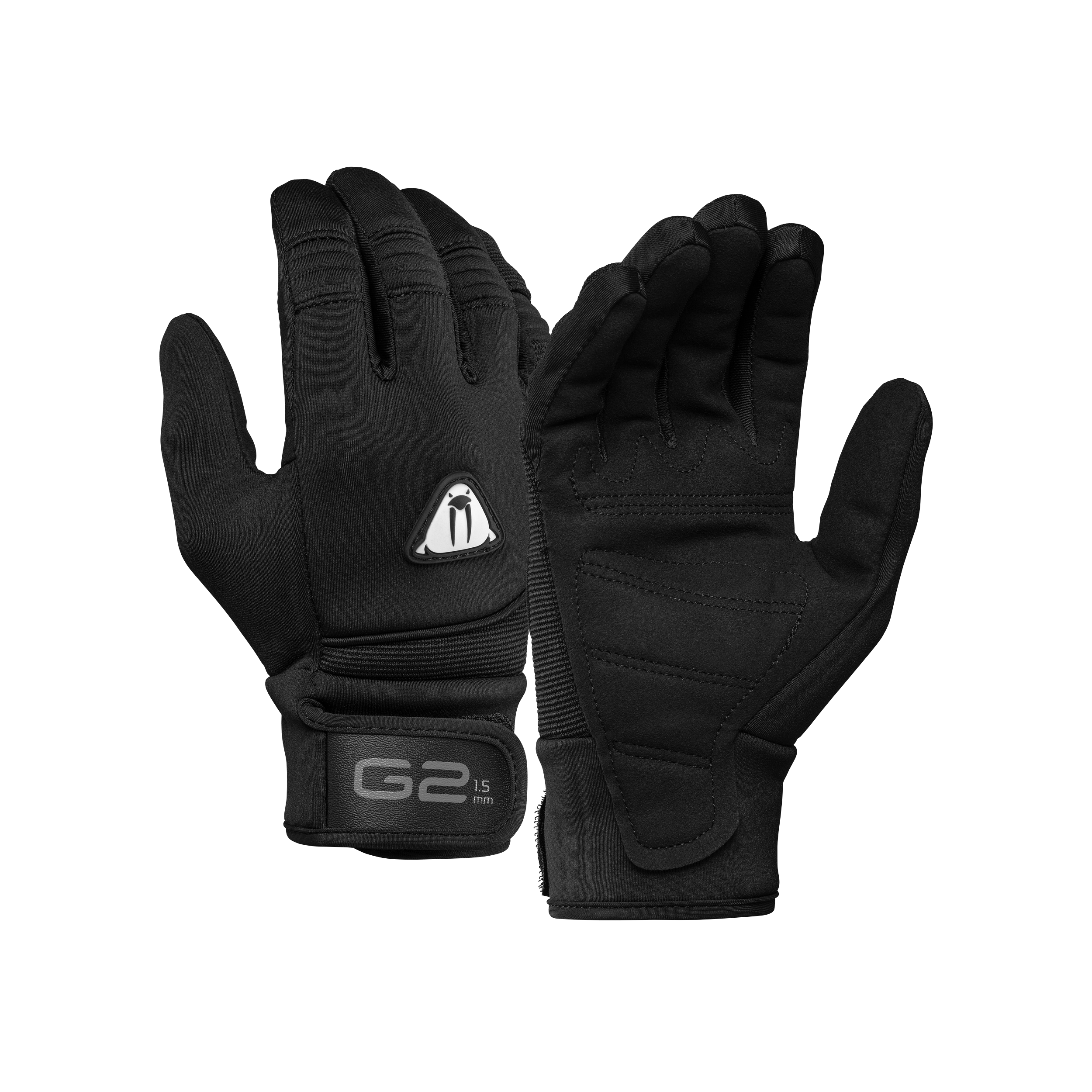 Dünne Waterproof G2 1,5mm Tropic 5-Finger-Neoprenhandschuhe in Schwarz mit verstellbarem Klettverschluss für warmes Wasser