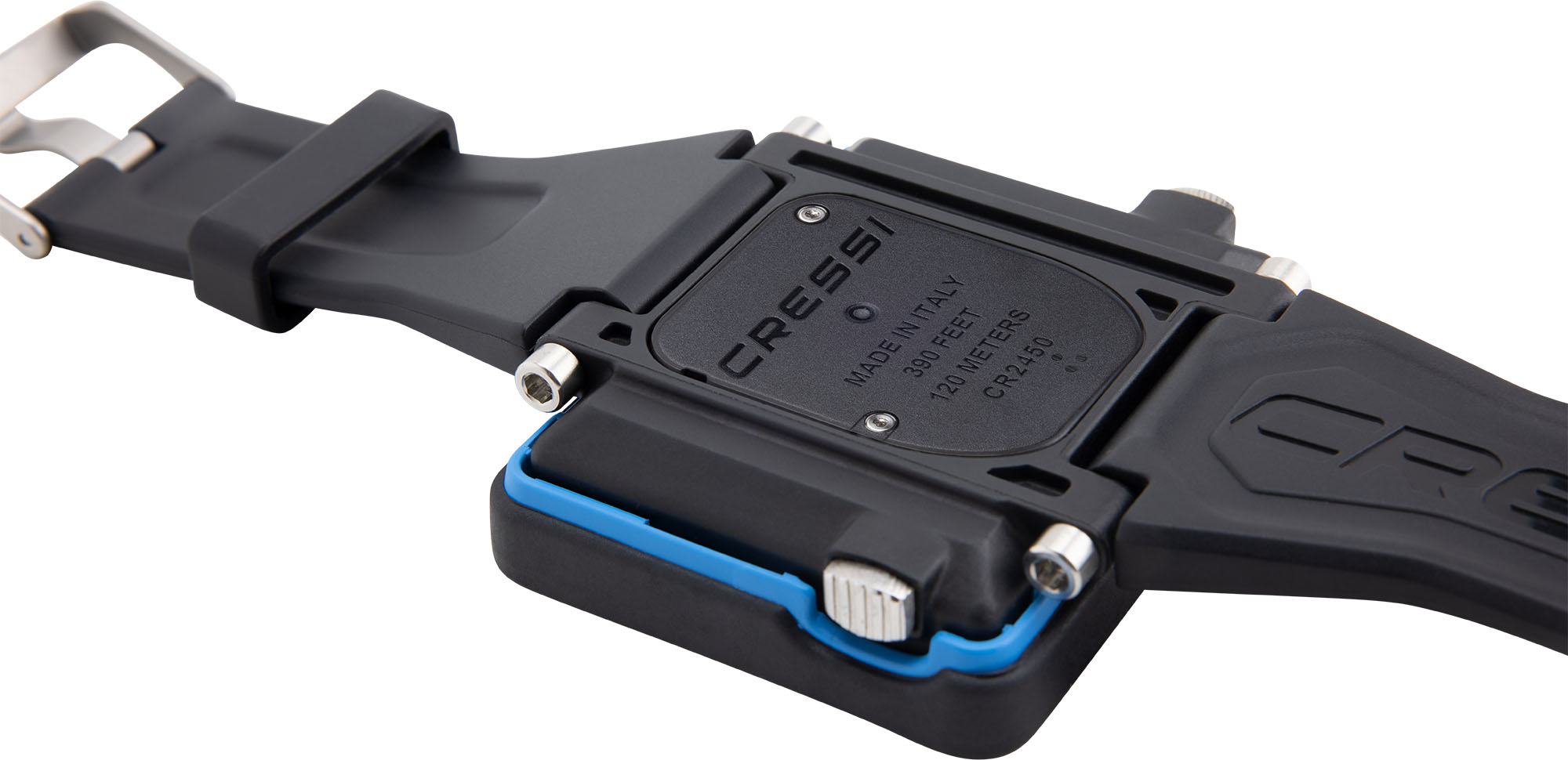 Cressi Tauchcomputer großes Display Raffaello Blau Aufgeklappt unten