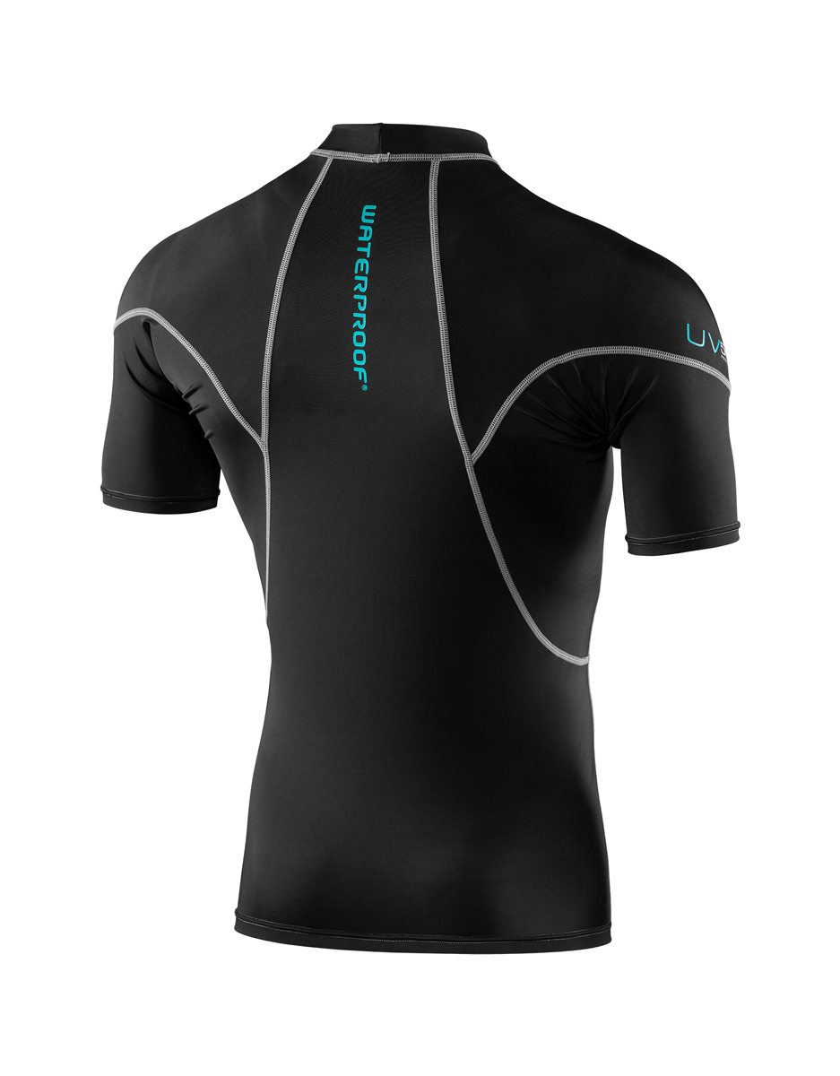 Rücken Waterproof R30 kurzarm Rashguard Herren UV-Schutz Shirt LSF 50 Schwarz