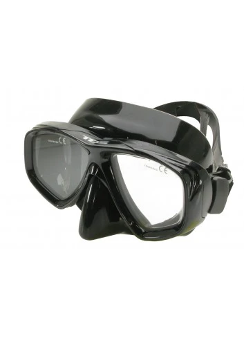 Die schwarze TDS Maske Mistral aus dem ABC-Set in der Einzelansicht. Der dunkle Silikonkörper verhindert störende Lichtreflexe beim Tauchen.