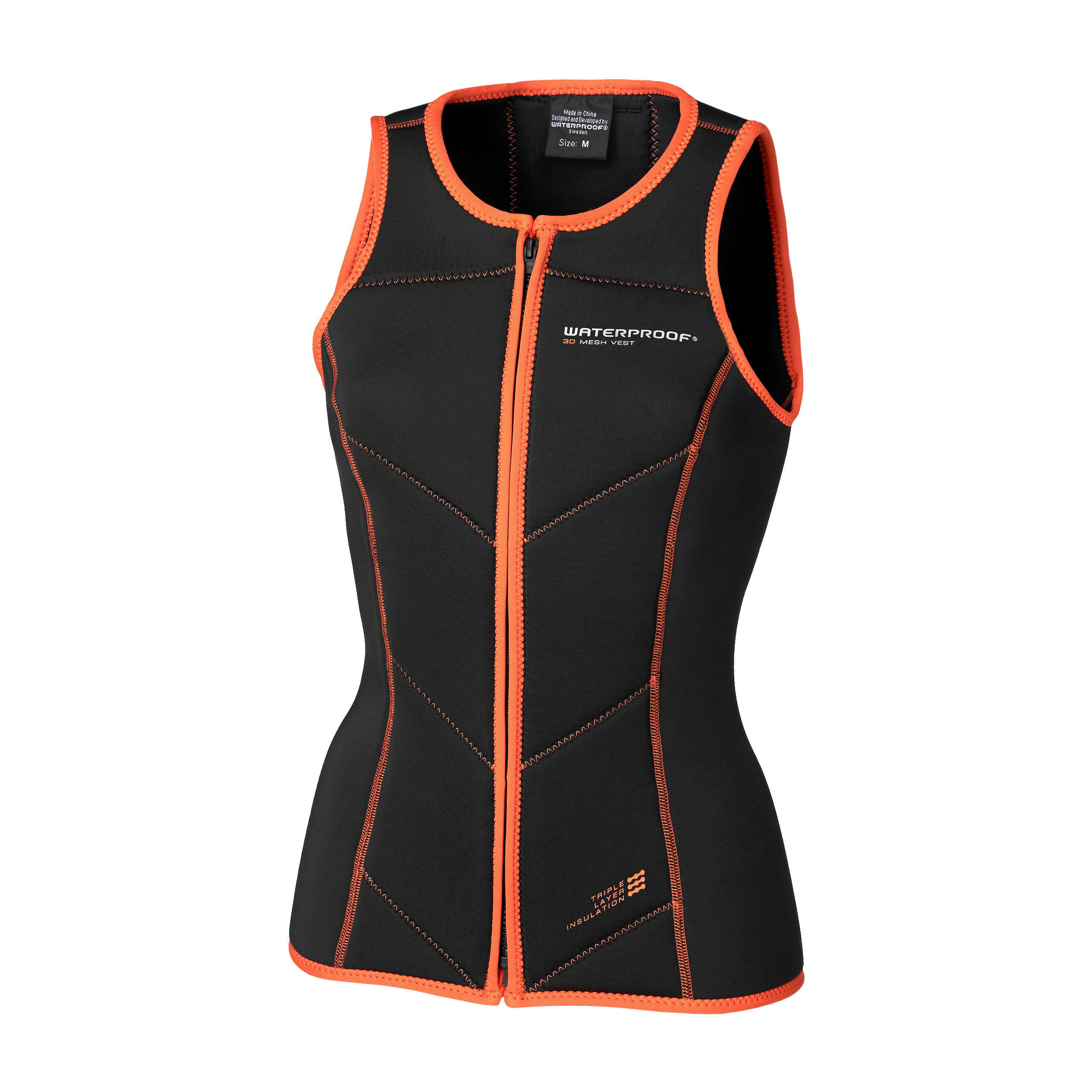 Schwarze Waterproof 3D-Thermo-Mesh Weste für Damen als isolierender Unterzieher für Trockentauchanzüge