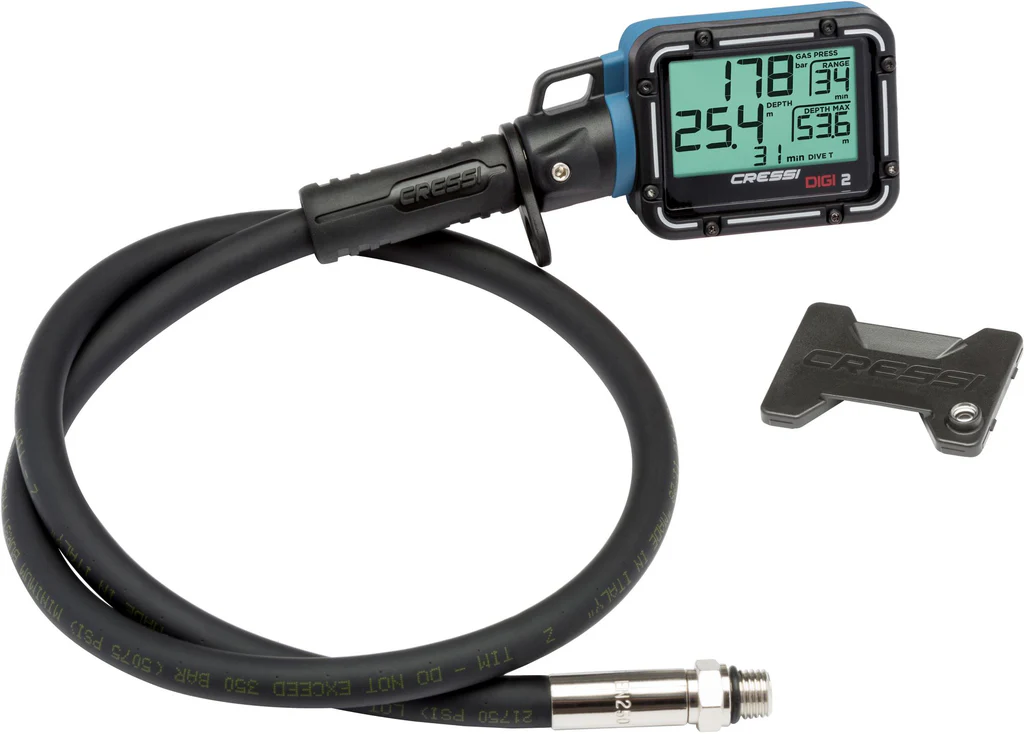 Cressi Fini Finimeter Digi2 zu Set Cressi T10-SC PVD Master mit Schlauch