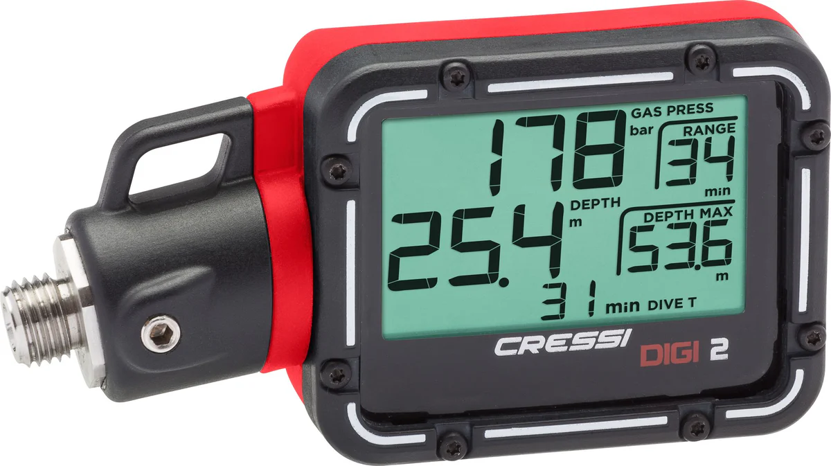 Cressi Fini Finimeter Digi2 zu Set Cressi T10-SC PVD Master Rot