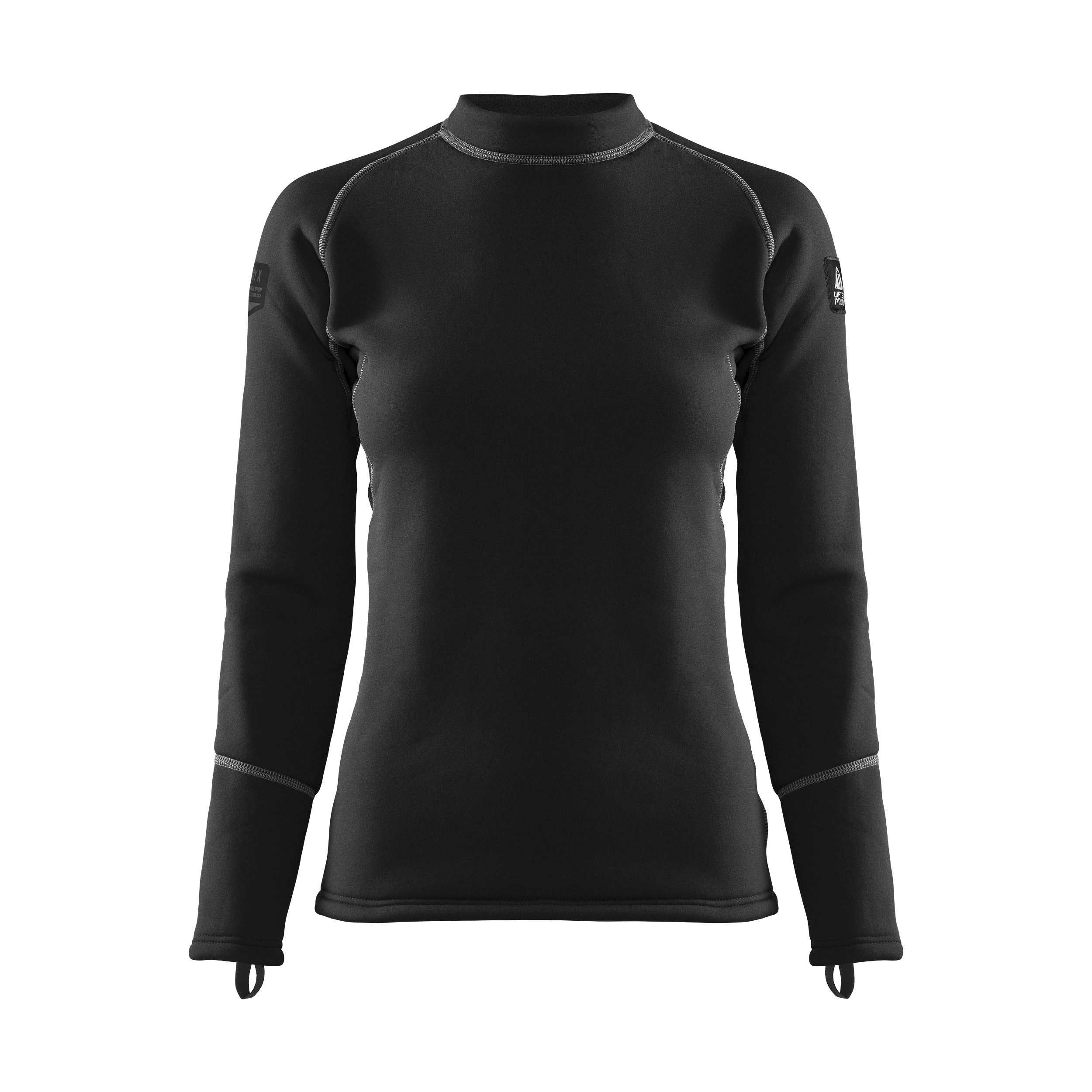 Frontansicht des Waterproof Body 2X Lady Top Unterzieher-Oberteils für extreme Kaltwassertauchgänge