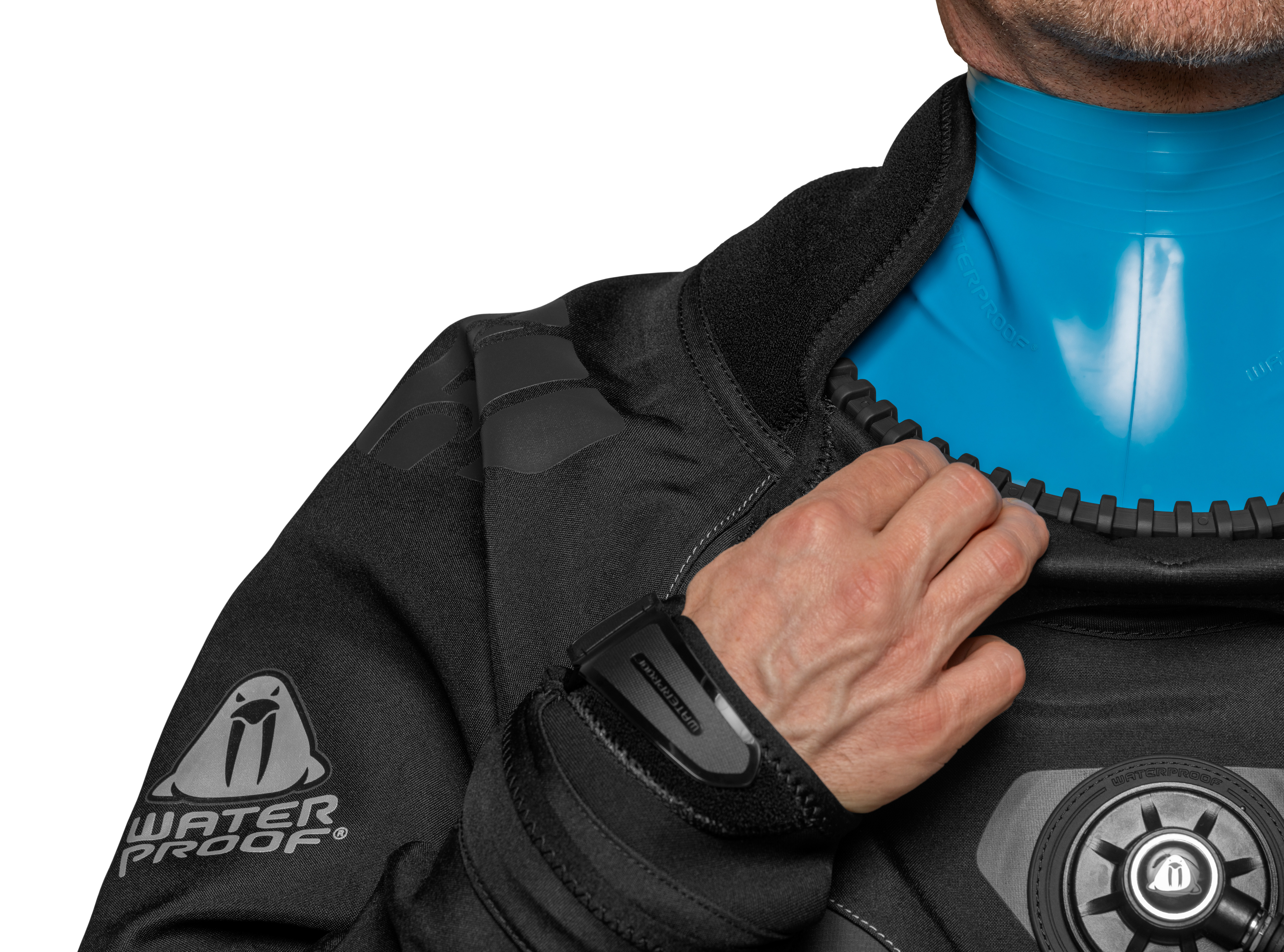 as Quick Neck System mit austauschbarer, antiallergener Silikon-Halsmanschette am Waterproof D1