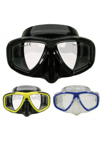 Übersicht der TDS Maske Mistral in verschiedenen Farben. Die passgenauen Zweiglasmasken sind die perfekte Wahl für den Open Water Diver Kurs.